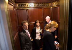 Awkwardness in a Senate elevator