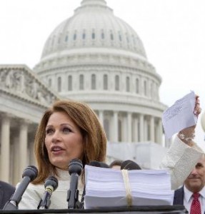 Rep. Bachmann speaks at a press conference on the second anniversary of Obamacare's passage