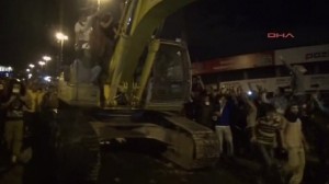 According to the BBC, this is a bulldozer making its way toward the PM's office